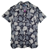 Product shot of BroadReach resort wear Helmsman short sleeved button-up shirt in Liberty Fabrics Azores print.